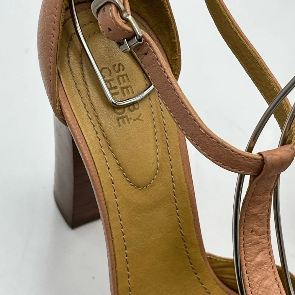 See By Chloe Vela Light Pink-Nude Platform High Heels‎ Sandals Sz 36.5/US 6